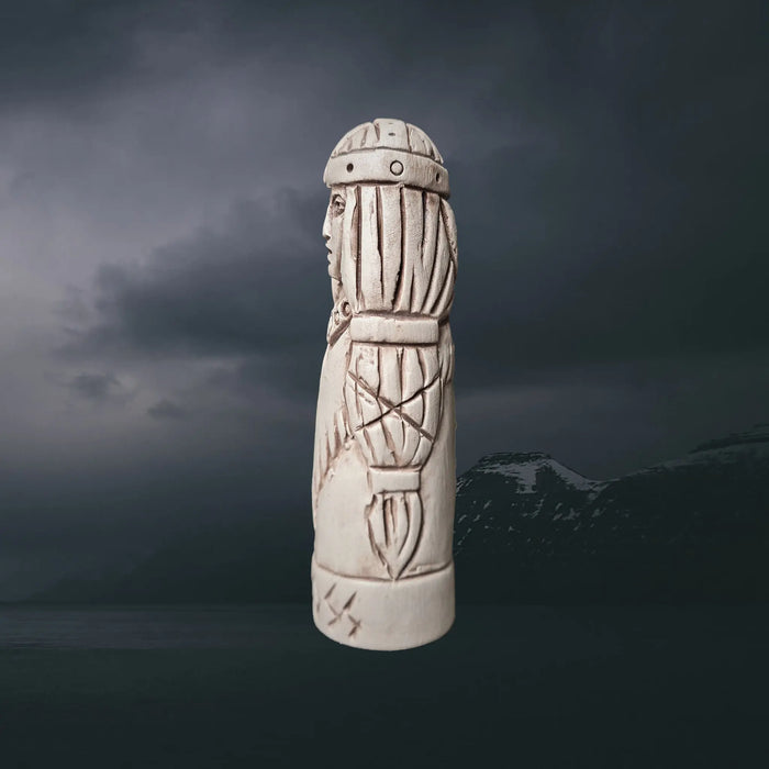 Statuette of the Norse Goddess Hnoss in Hand-Crafted Clay - Left Side View
