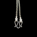 Sterling Silver Viking Necklace with Icelandic Wolf Heads and Anchor Chain Holding Silver Buttefly Fitting