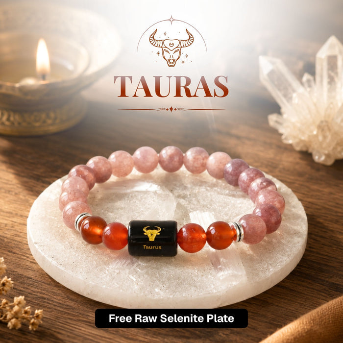 Sunstone & Carnelian Zodiac Band for Taurus (वृषभ राशि)
