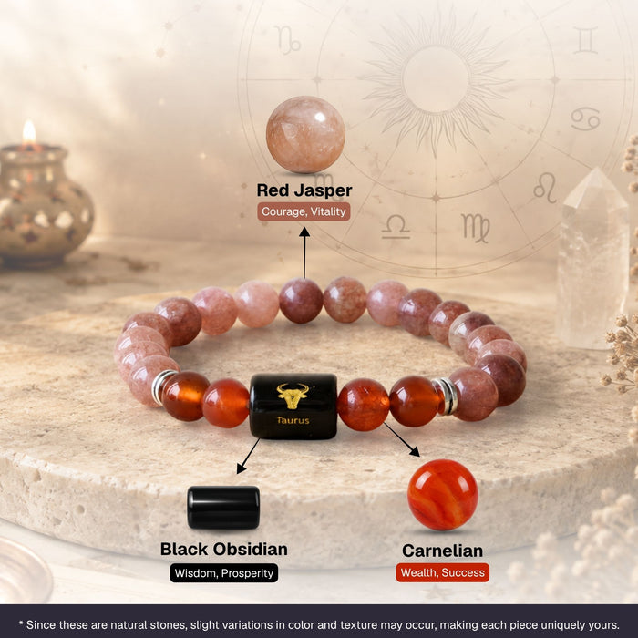 Sunstone & Carnelian Zodiac Band for Taurus (वृषभ राशि)