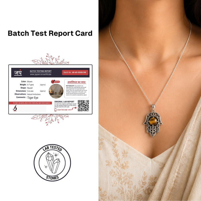 Tiger Eye Hamsa Hand Necklace