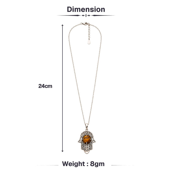 Tiger Eye Hamsa Hand Necklace