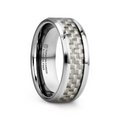 ULTIMUS Tungsten Carbide Ring with Beveled White Carbon Fiber Inlay - 4mm - 12mm