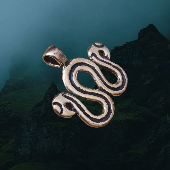 Viking Age Replica Bronze Serpent Bead Divider from Sweden - Side Angle View