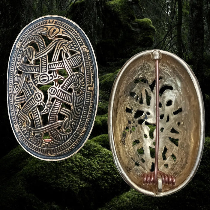 Jelling Style Bronze Viking Tortoise Brooches from Norway - Front and Back