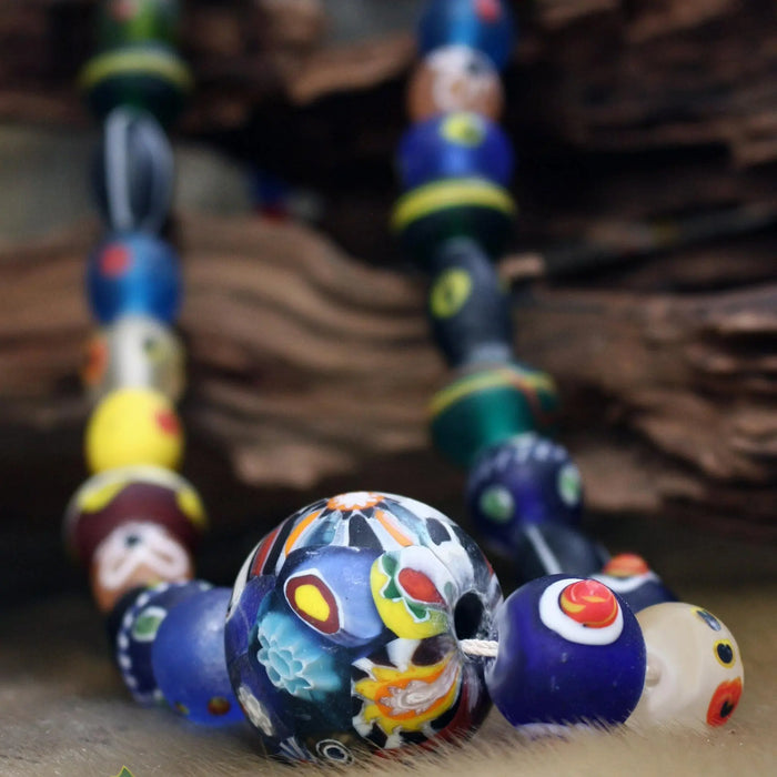 Viking Age Replica Large Glass Bead Necklace from Gotland - Close Up Front Shot