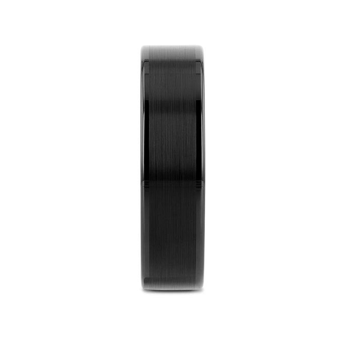 VULCAN Flat Black Tungsten Ring with Brushed Center & Polished Edges - 4mm - 12mm
