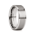 WAYNE Flat White Tungsten Wedding Band with Brushed Finished Center - 4mm - 8mm