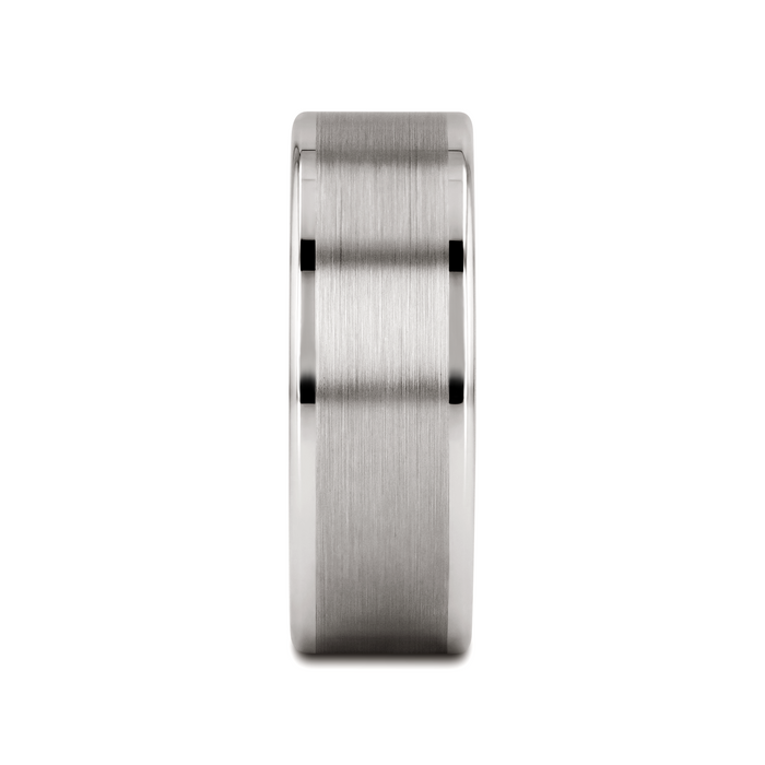 WAYNE Flat White Tungsten Wedding Band with Brushed Finished Center - 4mm - 8mm